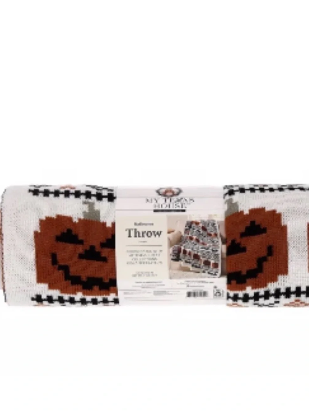 My Texas house Orange Pumpkin Bat Knit Throw Halloween Decorative Blanket viral